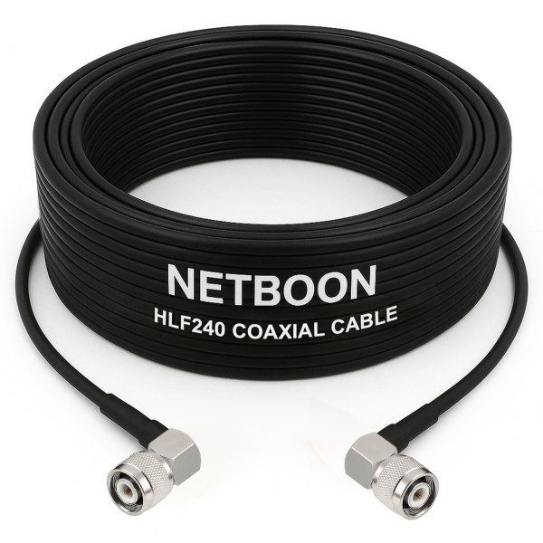 HLF240 Low Loss RF Cable with TNC Male Right Angle to TNC Male Right Angle Connectors | 6GHz Compact Coax for SDR, IoT & Industrial RF Systems