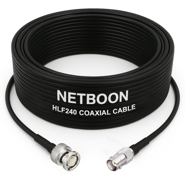 HLF240 Low Loss RF Coax Cable with BNC Male to BNC Female Connector 6GHz Shielded Cable for SDR, IoT & Test Systems (1) HLF240 Low Loss RF Coax Cable with BNC Male to BNC Female Connector | 6GHz Shielded Cable for SDR, IoT & Test Systems