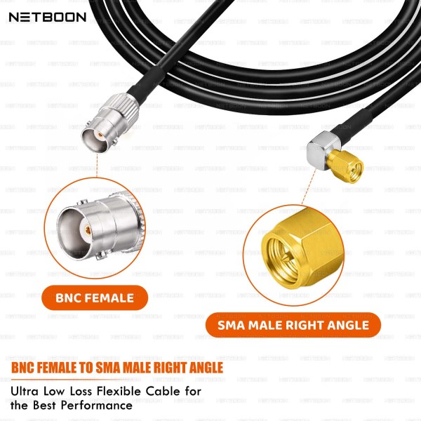 HLF240 Low Loss RF Coaxial Cable with BNC Female to SMA Male Right-Angle Connector | 6GHz High-Performance Cable for SDR, IoT & Industrial