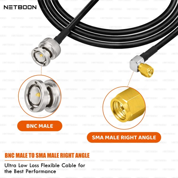 HLF240 Low Loss RF Coaxial Cable with BNC Male to SMA Male Right-Angle Connector 6GHz Compact RF Cable for SDR, IoT & Industrial Use (2) HLF240 Low Loss RF Coaxial Cable with BNC Male to SMA Male Right-Angle Connector | 6GHz Compact RF Cable for SDR, IoT & Industrial Use