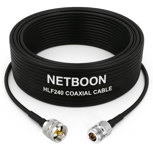 HLF240 Premium Low Loss Coaxial Cable UHF Male to N Female Connector 6GHz RF Cable for SDR, IoT, Telecom & Industrial Applications (1) HLF240 Premium Low Loss Coaxial Cable | UHF Male to N Female Connector | 6GHz RF Cable for SDR, IoT, Telecom & Industrial Applications