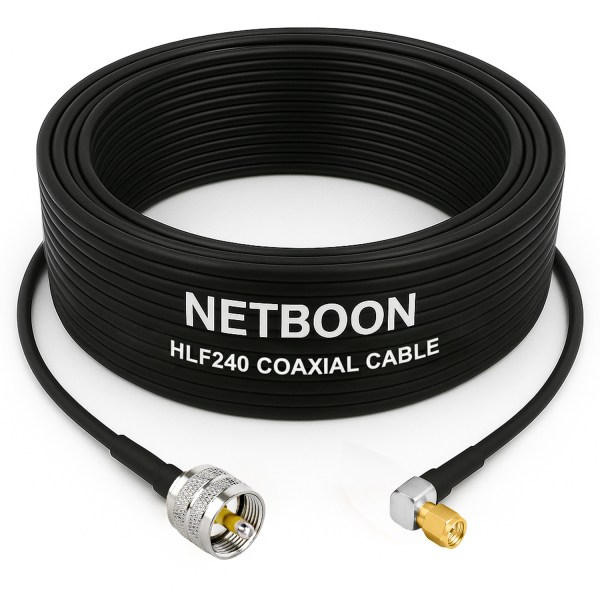 HLF240 Premium Low Loss RF Cable | UHF Male to SMA Male Right Angle Connector | 6GHz Coax for SDR, IoT, Antennas & Industrial Wireless
