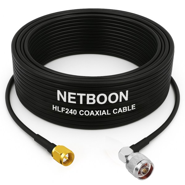 HLF240 Space-Saving RF Cable SMA Male to N Male Right-Angle Connector 6GHz Low-Loss Coax for SDR, IoT & Industrial RF Systems (1) HLF240 Space-Saving RF Cable | SMA Male to N Male Right-Angle Connector | 6GHz Low-Loss Coax for SDR, IoT & Industrial RF Systems