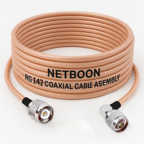 RG142 Coaxial Cable with TNC Male to N Male Right Angle Connector | High-Performance PTFE RF Cable for Industrial, IoT & SDR Systems