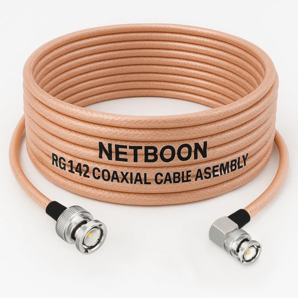 RG142 Low Loss Coaxial Cable with BNC Male to BNC Male Right Angle Connector High-Quality PTFE RF Cable for SDR, IoT & Industrial Use (1) RG142 Low Loss Coaxial Cable with BNC Male to BNC Male Right Angle Connector | High-Quality PTFE RF Cable for SDR, IoT & Industrial Use