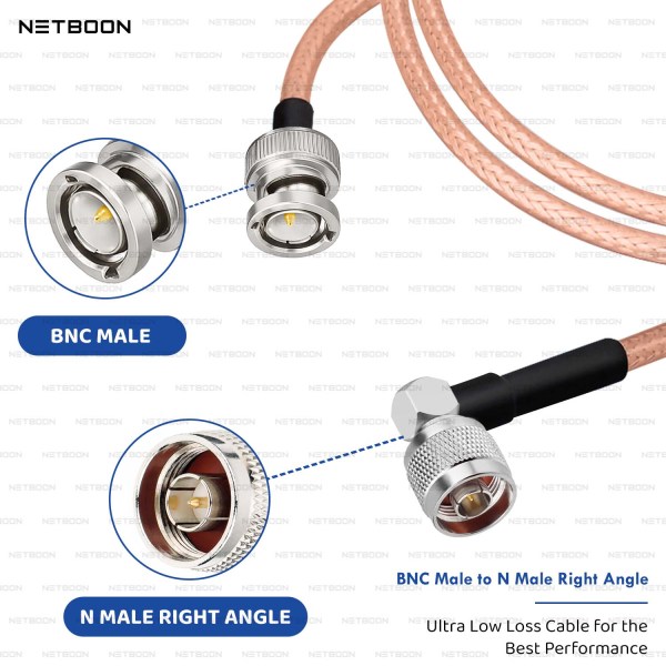 RG142 Low Loss Coaxial Cable with BNC Male to N Male Right Angle Connector Premium PTFE RF Cable for SDR, IoT & Industrial Wireless Systems (3) RG142 Low Loss Coaxial Cable with BNC Male to N Male Right Angle Connector | Premium PTFE RF Cable for SDR, IoT & Industrial Wireless Systems