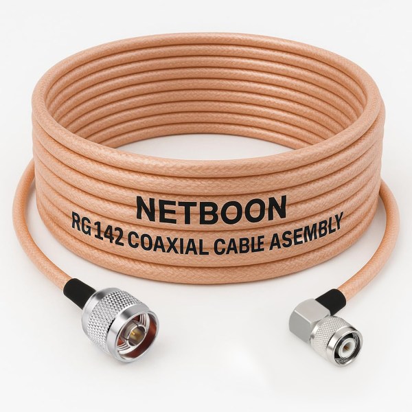 RG142 Low Loss Coaxial Cable with N Male to TNC Male Right Angle Connector | High-Performance PTFE RF Cable for Antennas, IoT & Industrial Systems