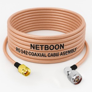 RG142 Low Loss Coaxial Cable with SMA Male to N Male Right Angle Connector | High-Performance PTFE RF Cable for SDR, IoT & Industrial Systems