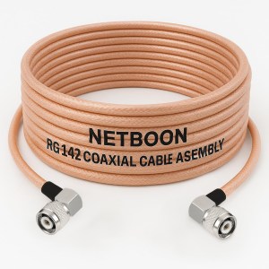 RG142 Low Loss Coaxial Cable with TNC Male Right Angle to TNC Male Right Angle Connector Heavy-Duty PTFE RF Cable for Industrial & IoT Systems (1) RG142 Low Loss Coaxial Cable with TNC Male Right Angle to TNC Male Right Angle Connector | Heavy-Duty PTFE RF Cable for Industrial & IoT Systems