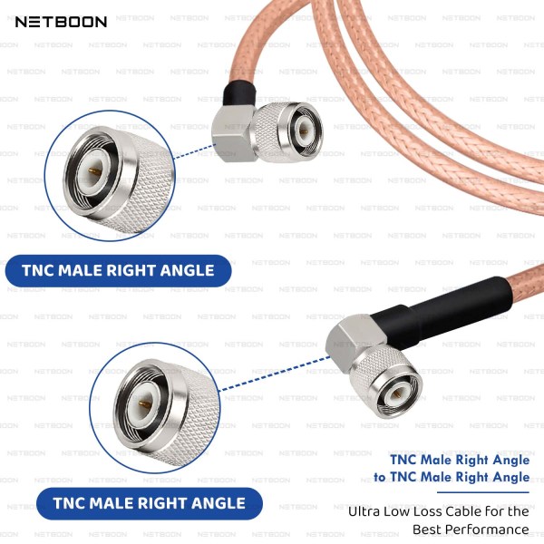RG142 Low Loss Coaxial Cable with TNC Male Right Angle to TNC Male Right Angle Connector Heavy-Duty PTFE RF Cable for Industrial & IoT Systems (3) RG142 Low Loss Coaxial Cable with TNC Male Right Angle to TNC Male Right Angle Connector | Heavy-Duty PTFE RF Cable for Industrial & IoT Systems