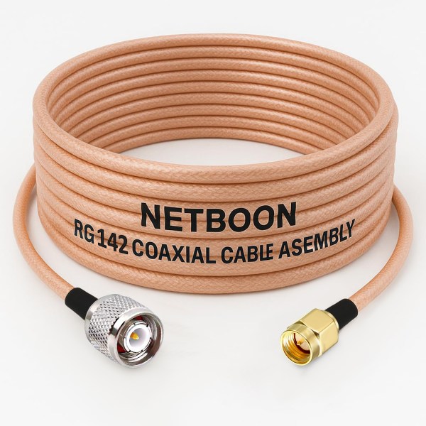 RG142 Low Loss Coaxial Cable with TNC Male to SMA Male Connector Premium PTFE RF Cable for Antennas, SDR, IoT & Industrial Applications (1) RG142 Low Loss Coaxial Cable with TNC Male to SMA Male Connector | Premium PTFE RF Cable for Antennas, SDR, IoT & Industrial Applications