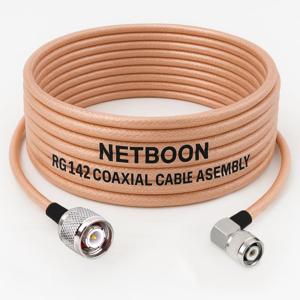 RG142 Low Loss Coaxial Cable with TNC Male to TNC Male Right Angle Connector | Premium PTFE RF Cable for SDR, IoT & Industrial Wireless Systems