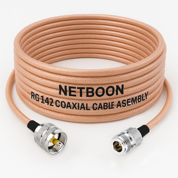 RG142 Low Loss Coaxial Cable with UHF Male to N Female Connector | Premium PTFE RF Cable for Antennas, Radio Systems & Industrial Communication