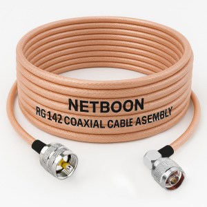 RG142 Premium RF Cable | UHF Male to N Male Right-Angle Connector | Low Loss Coaxial Assembly