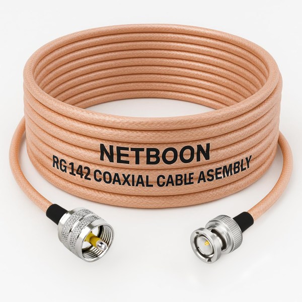 RG142 Premium RF Coaxial Cable with UHF Male to BNC Male Connector | Low Loss PTFE Cable for Radios, Antennas, Test Gear & Industrial RF Systems