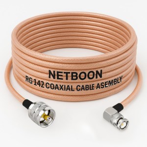 RG142 Premium RF Coaxial Cable with UHF Male to BNC Male Right Angle Connector | Low Loss PTFE Cable for Radios, Antennas & Industrial RF Setups
