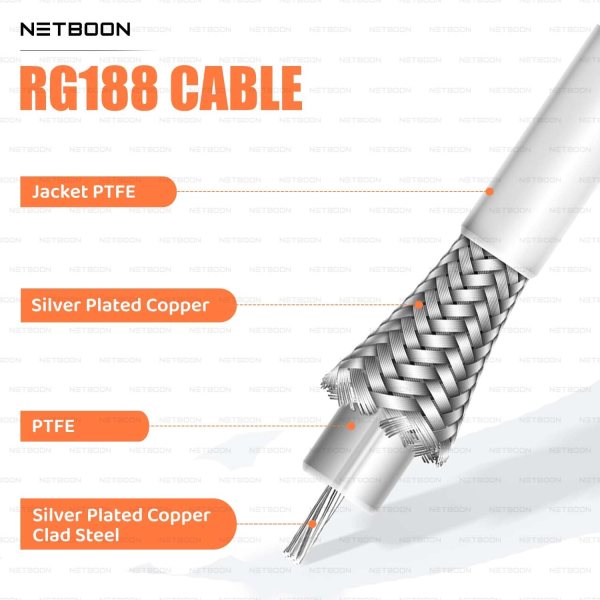 RG188 Dual Right-Angle RF Cable SMA Male RA to N Male RA Connector Low-Loss High-Frequency Coax for IoT, Telecom & RF Test Applications