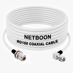 RG188 High-Frequency Coax Cable N Female Bulkhead to SMA Male Right Angle Connector Low-Loss RF Cable for IoT, Telecom & Test Equipment