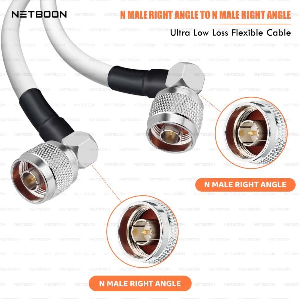 RG188 Low-Loss RF Coax Cable | N Male Right Angle to N Male Right Angle Connector | High-Frequency Shielded Cable for Telecom & Lab Systems