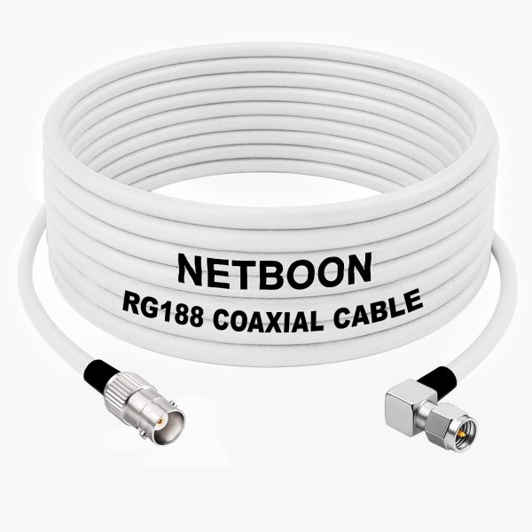RG188 Precision RF Coax Cable BNC Female to SMA Male Right Angle Connector Low-Loss High-Frequency Cable for Lab, IoT & Communication Systems