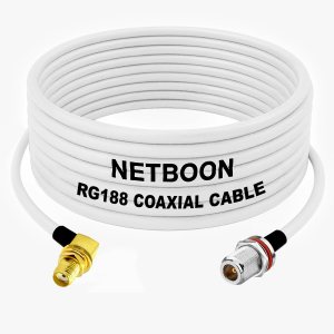 RG188 Precision RF Coaxial Cable SMA Female Right Angle to N Female Bulkhead Connector Low-Loss Cable for IoT, Lab, Telecom & Industrial Use