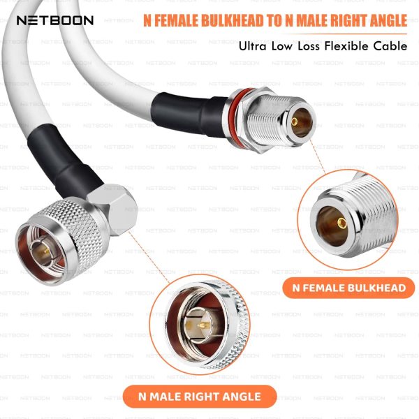 RG188 RF Coaxial Cable N Female Bulkhead to N Male Right Angle Connector Low-Loss High-Frequency Cable for Telecom, Lab & Industrial Systems (2) RG188 RF Coaxial Cable | N Female Bulkhead to N Male Right Angle Connector | Low-Loss High-Frequency Cable for Telecom, Lab & Industrial Systems