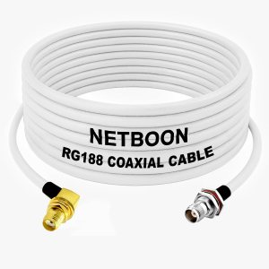 RG188 RF Coaxial Cable SMA Female Right Angle to TNC Female Bulkhead Connector Low-Loss High-Frequency Cable for IoT, Lab & Industrial RF