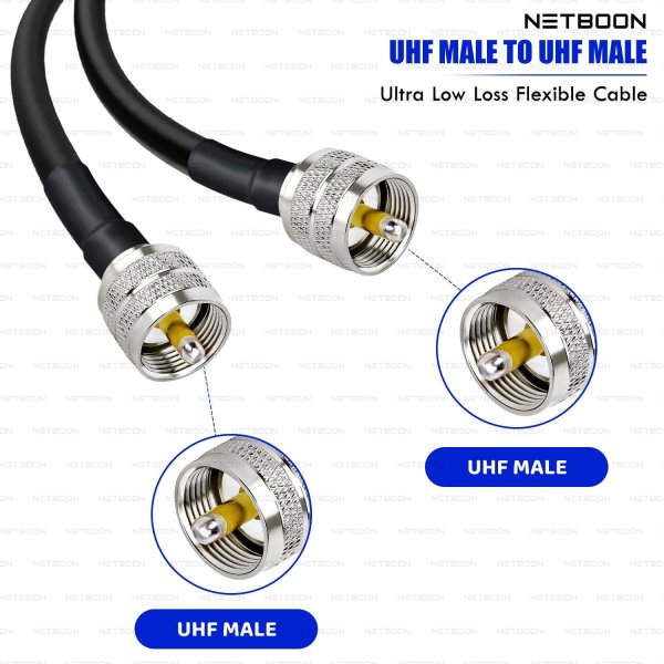 RG213 Flexible Ultra Low Loss Coaxial Cable with UHF Male to UHF Male Connector for RF & Wireless Applications