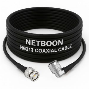 RG213 Flexible Ultra Low Loss RF Cable with BNC Male to N Male Right-Angle Connector for Professional RF Applications (1) RG213 Flexible Ultra Low Loss RF Cable with BNC Male to N Male Right-Angle Connector for Professional RF Applications
