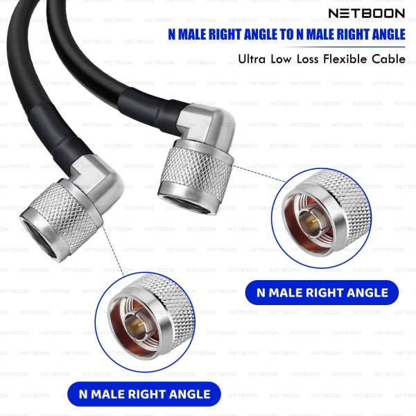 RG213 Flexible Ultra Low Loss RF Cable with N Male Right Angle to N Male Right Angle Connector for High-Performance RF Systems (2) RG213 Flexible Ultra Low Loss RF Cable with N Male Right Angle to N Male Right Angle Connector for High-Performance RF Systems