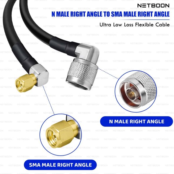 RG213 Flexible Ultra Low Loss RF Cable with N Male Right Angle to SMA Male Right Angle Connector for Precision RF & Wireless Connectivity (2) RG213 Flexible Ultra Low Loss RF Cable with N Male Right Angle to SMA Male Right Angle Connector for Precision RF & Wireless Connectivity