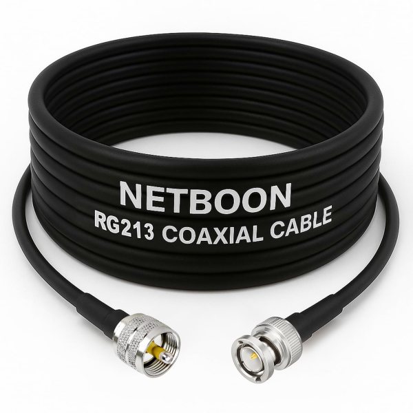 RG213 Flexible Ultra Low Loss RF Cable with UHF Male to BNC Male Connector for Professional Radio & RF Communication Systems (1) RG213 Flexible Ultra Low Loss RF Cable with UHF Male to BNC Male Connector for Professional Radio & RF Communication Systems