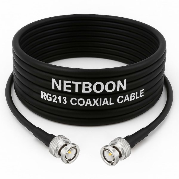 RG213 Flexible Ultra Low Loss RF Coaxial Cable with BNC Male to BNC Male Connector for Professional RF & Broadcast Applications (1) RG213 Flexible Ultra Low Loss RF Coaxial Cable with BNC Male to BNC Male Connector for Professional RF & Broadcast Applications