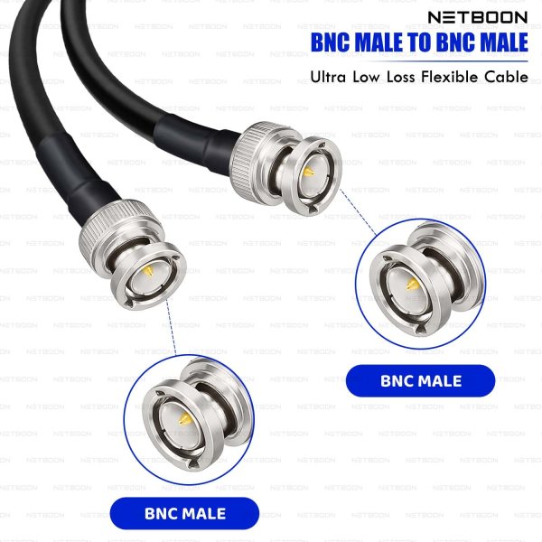 RG213 Flexible Ultra Low Loss RF Coaxial Cable with BNC Male to BNC Male Connector for Professional RF & Broadcast Applications (2) RG213 Flexible Ultra Low Loss RF Coaxial Cable with BNC Male to BNC Male Connector for Professional RF & Broadcast Applications