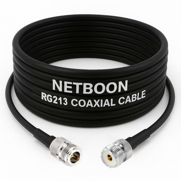 RG213 Flexible Ultra Low Loss RF Coaxial Cable with N Female to UHF Female Connector for Reliable Radio, Telecom & RF Installations (1) RG213 Flexible Ultra Low Loss RF Coaxial Cable with N Female to UHF Female Connector for Reliable Radio, Telecom & RF Installations