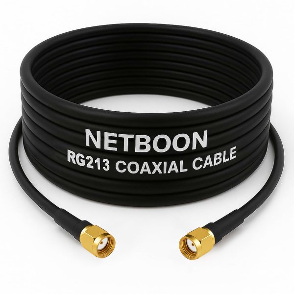 RG213 Flexible Ultra Low Loss RF Coaxial Cable with RP-SMA Male to RP-SMA Male Connector for High-Performance WiFi & RF Applications (1) RG213 Flexible Ultra Low Loss RF Coaxial Cable with RP-SMA Male to RP-SMA Male Connector for High-Performance WiFi & RF Applications