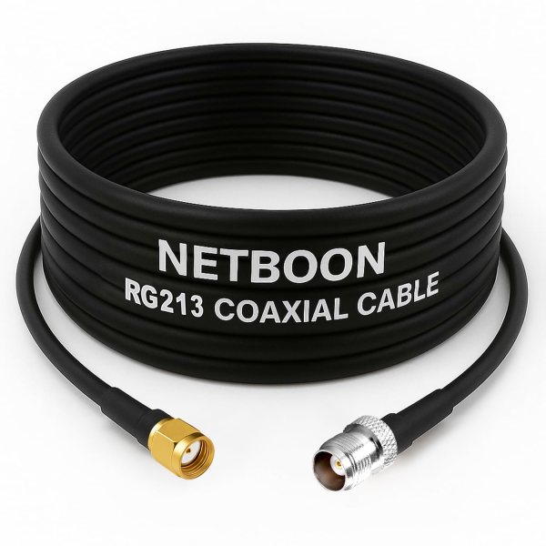 RG213 Flexible Ultra Low Loss RF Coaxial Cable with RP-SMA Male to TNC Female Connector for High-Performance Wireless & RF Applications (1) RG213 Flexible Ultra Low Loss RF Coaxial Cable with RP-SMA Male to TNC Female Connector for High-Performance Wireless & RF Applications