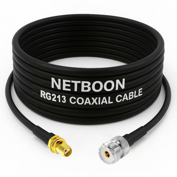 RG213 Flexible Ultra Low Loss RF Coaxial Cable with SMA Female to UHF Female Connector for Professional Wireless & RF Applications