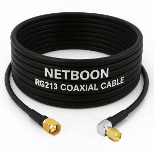 RG213 Flexible Ultra Low Loss RF Coaxial Cable with SMA Male to SMA Male Right Angle Connector for Compact & High-Precision RF Installations (1) RG213 Flexible Ultra Low Loss RF Coaxial Cable with SMA Male to SMA Male Right Angle Connector for Compact & High-Precision RF Installations