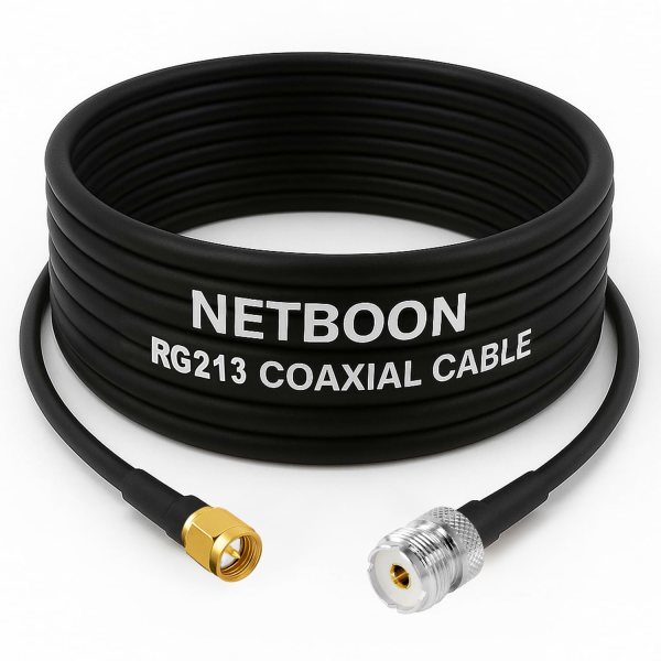 RG213 Flexible Ultra Low Loss RF Coaxial Cable with SMA Male to UHF Female Connector for Professional Wireless & RF Applications (1) RG213 Flexible Ultra Low Loss RF Coaxial Cable with SMA Male to UHF Female Connector for Professional Wireless & RF Applications