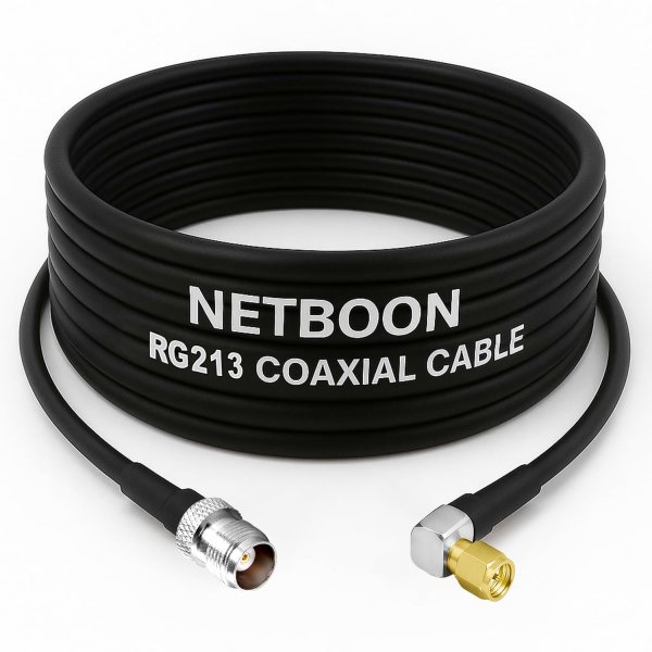 RG213 Flexible Ultra Low Loss RF Coaxial Cable with TNC Female to SMA Male Right Angle Connector for Compact Professional RF Installations (1) RG213 Flexible Ultra Low Loss RF Coaxial Cable with TNC Female to SMA Male Right Angle Connector for Compact Professional RF Installations