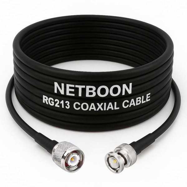 RG213 Flexible Ultra Low Loss RF Coaxial Cable with TNC Male to BNC Male Connector for Telecom, Broadcast & Industrial Wireless Applications