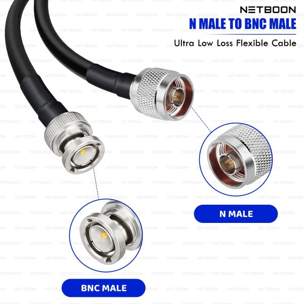 RG213 Ultra Low Loss Flexible RF Coaxial Cable Assembly with N Male to BNC Male Connector for Telecom, Broadcast, Wireless & Industrial RF Use