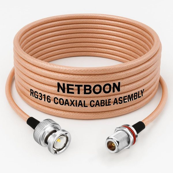 RG316 Coaxial Cable Assembly BNC Male to N Female Bulkhead Connector Premium RF Patch Cable (8)