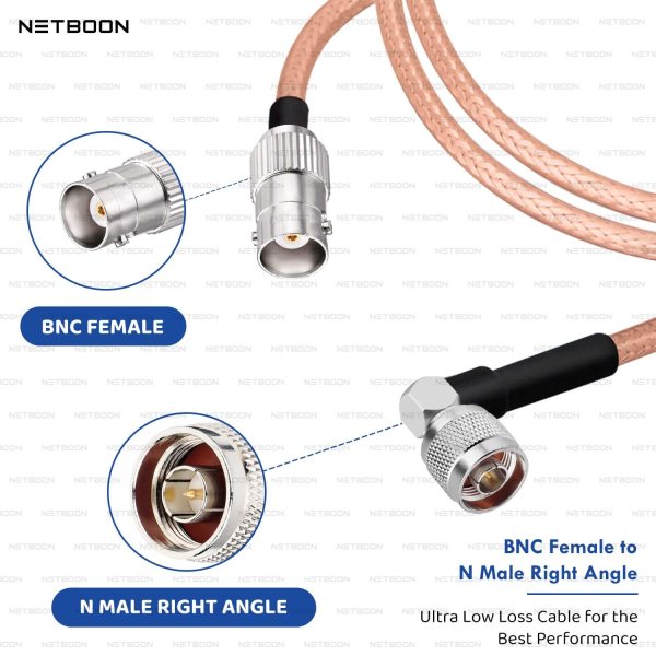 RG316 Coaxial Cable Assembly with BNC Female to N Male Right Angle Connector | Low Loss PTFE RG316 RF Patch Cable  High-Shielding Flexible Coax for Antenna, IoT, Wireless, SDR & RF Laboratory Systems