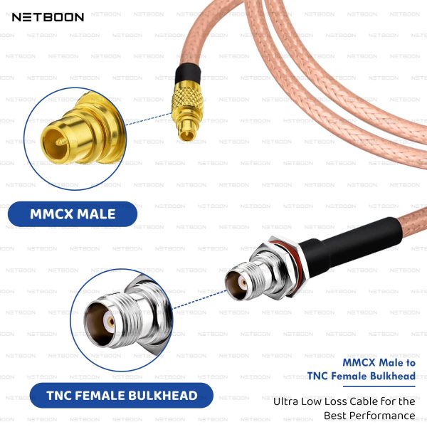 RG316 Coaxial Cable Assembly with MMCX Male to TNC Female Bulkhead Connector | Low Loss PTFE RF Cable for IoT, Antennas, SDR & Industrial Wireless Systems