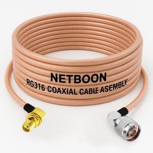 RG316 Coaxial Cable Assembly with SMA Female Right Angle to N Male Right Angle Connector Low Loss PTFE RF Cable for Antenna, Wireless, IoT, Test Equipment & Industrial Communication Systems