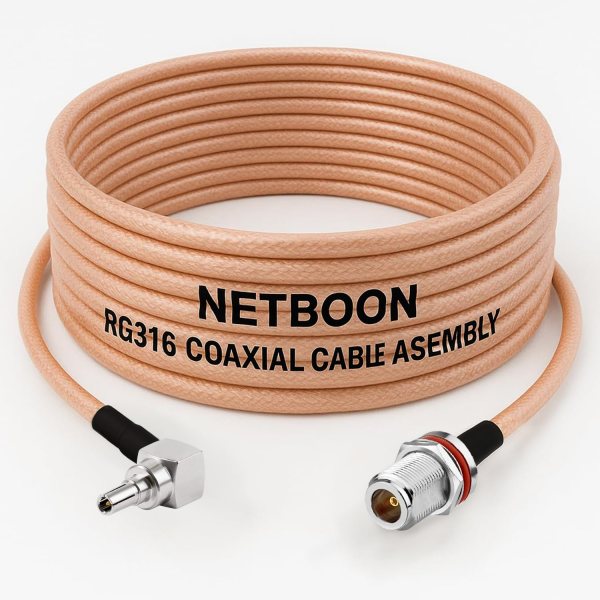 RG316 Coaxial Cable with CRC9 Male Right Angle to N Female Bulkhead Connector Low Loss RF Cable for LTE Modems, IoT & Wireless Systems (1) RG316 Coaxial Cable with CRC9 Male Right Angle to N Female Bulkhead Connector Low Loss RF Cable for LTE Modems, IoT & Wireless Systems