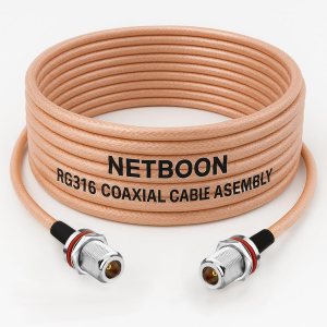 RG316 Coaxial Cable with N Female Bulkhead to N Female Bulkhead Connector Low Loss RF Cable for Antennas, IoT, SDR, Wireless & Industrial Systems