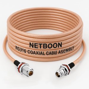 RG316 Coaxial Cable with N Female Bulkhead to TNC Female Bulkhead Connector Low Loss RF Cable for Antennas, IoT, SDR, Routers & Wireless Systems
